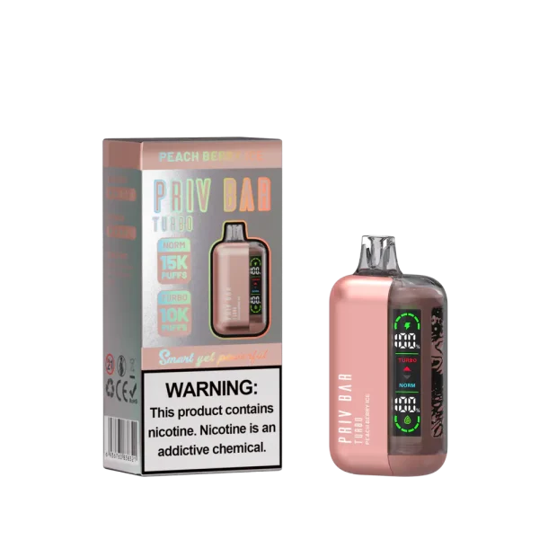 Priv Bar Turbo Disposable Vape – Peach Berry Ice - Image 3