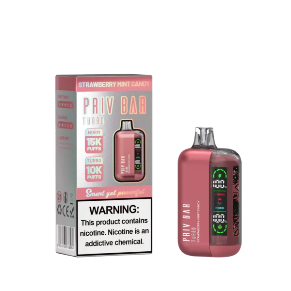 Priv Bar Turbo Disposable Vape – Strawberry Mint Candy - Image 3