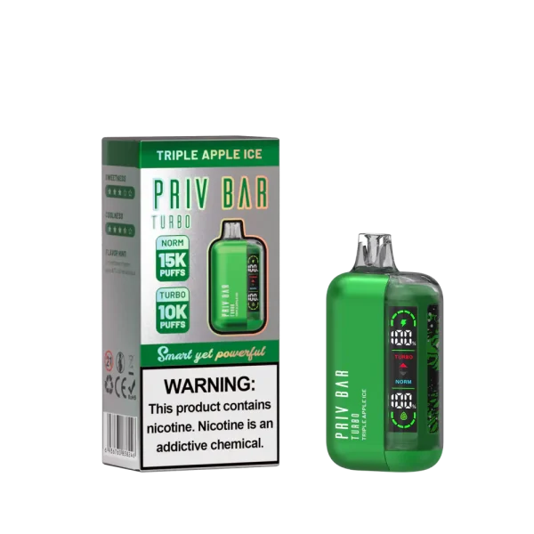 Priv Bar Turbo Disposable Vape – Triple Apple Ice - Image 3