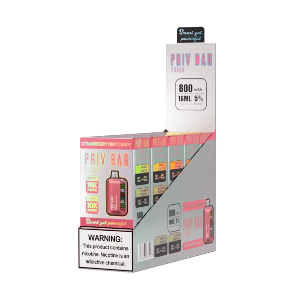 Priv Bar Turbo Disposable Vape – Strawberry Mint Candy - Image 2