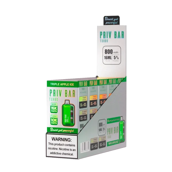 Priv Bar Turbo Disposable Vape – Triple Apple Ice - Image 2